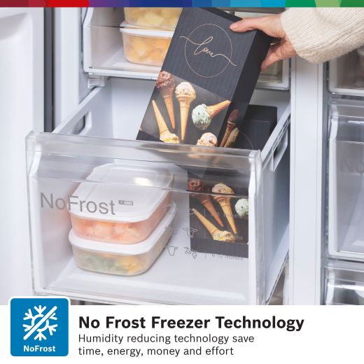 Bosch Series 4 American Fridge Freezer - Stainless Steel Effect - Annotation - No Frost Freezer Technology