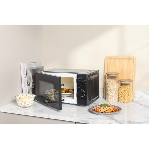 Haden 215635 20 Litre 24cm High, Freestanding Small - Black - microwave with door open shot