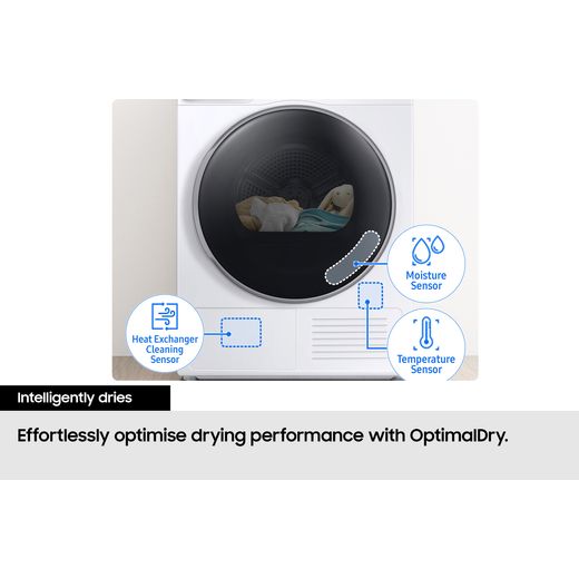 Samsung Series 8 AI Energy OptimalDry™ DV90BB9445GB 9Kg Heat Pump Tumble Dryer - Black - Annotation - Intelligent dry shot 