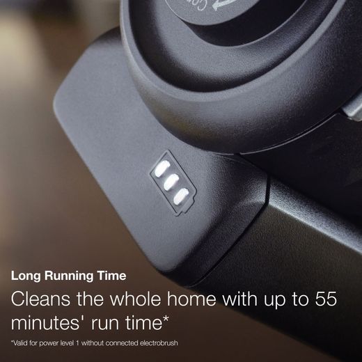Miele DuoFlex HX1 Cordless Vacuum Cleaner with up to 55 Minutes Run Time - Red - Annotation - battery life shot