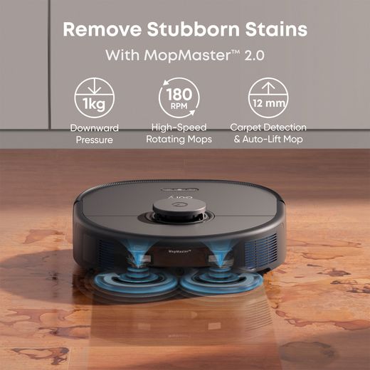 Eufy X10 Pro Omni Robotic Vacuum Cleaner - Black - Annotation -remove stubborn stains shot