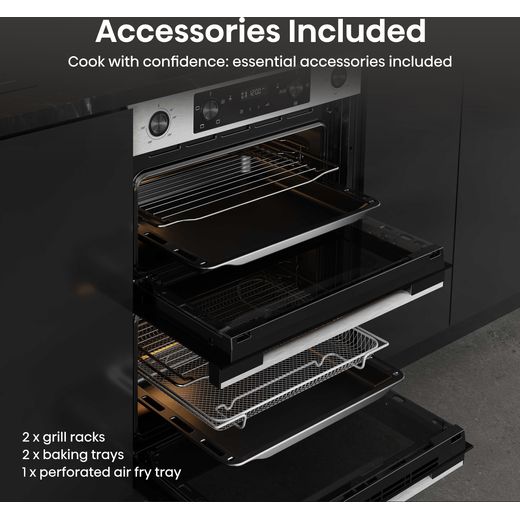 Hisense Hi6 Built In Electric Double Oven - Stainless Steel  - Annotation - Accessories included shot