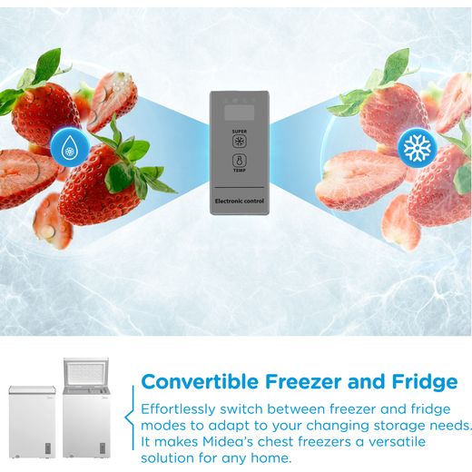 Midea MDRC154FZE01 Chest Freezer - White - Annotation - Convertibles fridge to freezer shot