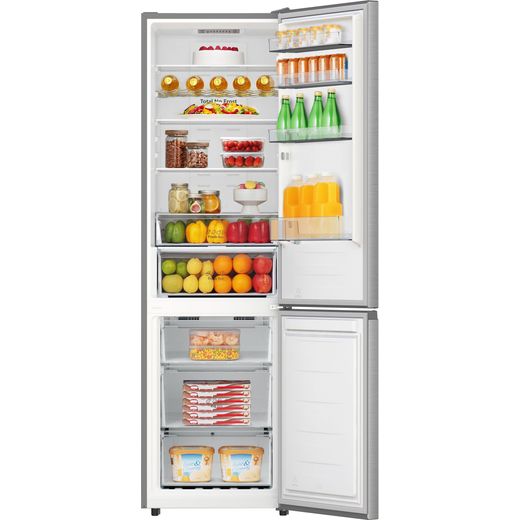 Hisense Frost Free Fridge Freezer - Stainless Steel - Doors open