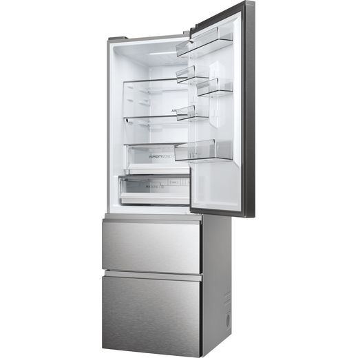 Haier 3D 60 Series 5 60/40 Total No Frost Fridge Freezer - Stainless Steel - Left perspective with door open shot