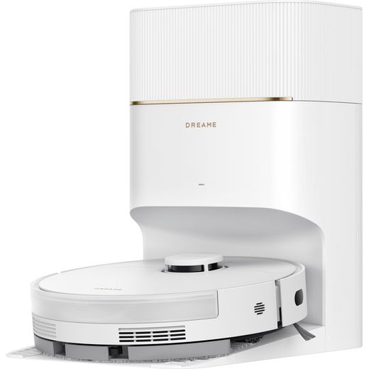 Dreame D20 Pro Plus Robotic Vacuum Cleaner - White - Left perspective with base