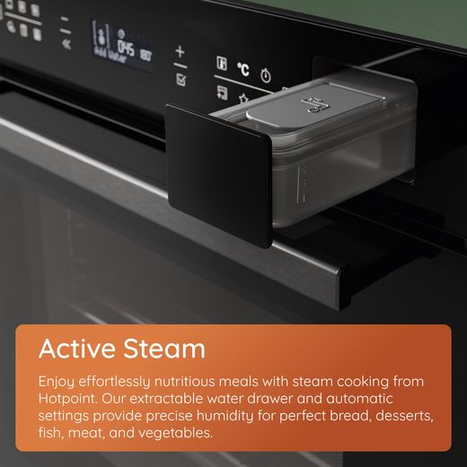 Hotpoint HOI6A8PT1SXUK Built In Electric Single Oven with Pyrolytic Cleaning - Stainless Steel - Annotation -  Active_Steam
