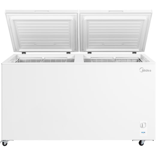 Midea MDRC698FEE01 Chest Freezer - White - Front with lid open shot 