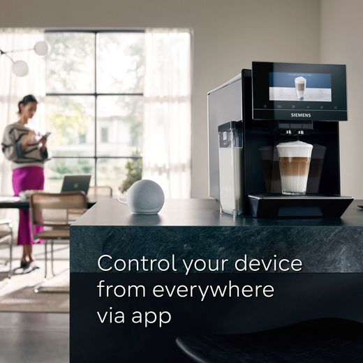 Siemens EQ900 TQ903GB9 Bean to Cup Coffee Machine - Black - Annotation - Control device with app shot