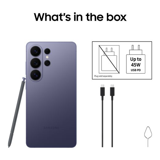 Samsung Galaxy S26 Ultra 1TB Smartphone in Cobalt Violet - Annotation - Whats in the box shot