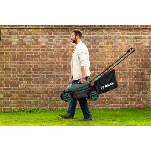 Bosch Rotak 18V2-38 Lawn Mower, Including Battery - Carrying mower