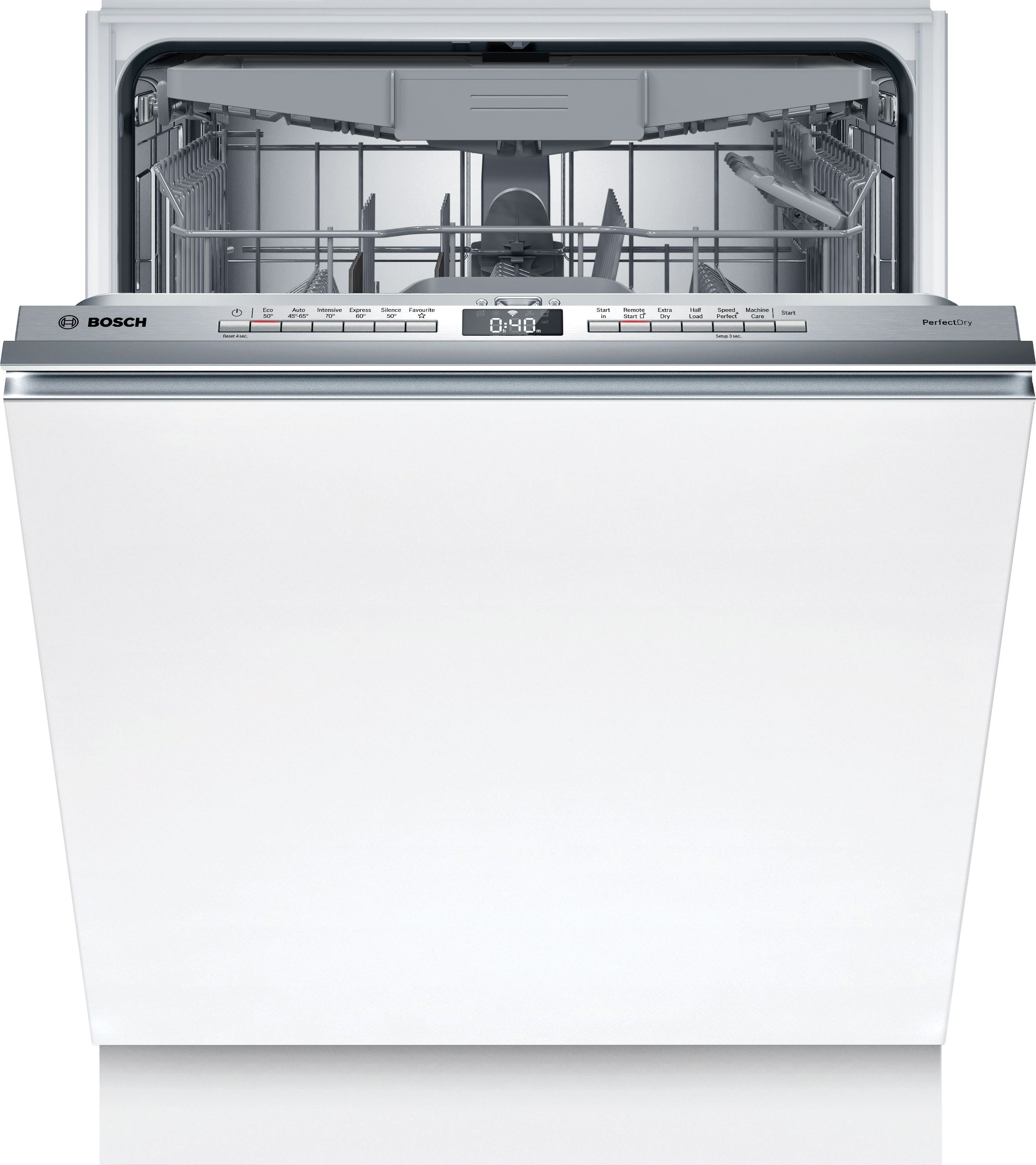 Image of Bosch Series 6 SMV6ZCX10G Wifi Connected Fully Integrated Full Size Dishwasher - Stainless Steel Control Panel with Fixed Door Hinge Kit - B Rated, Stainless Steel