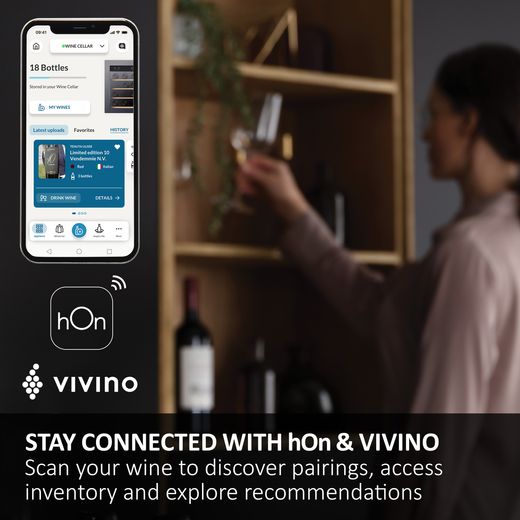 Haier Wine Bank 50 Series 3 Wine Cooler - Black - Annotation - Hon app shot