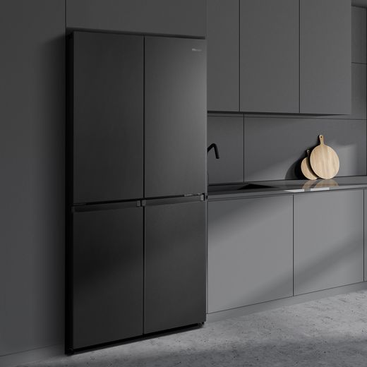 Hisense PureFlat American Fridge Freezer - Black / Stainless Steel - Fridge in kitchen shot 