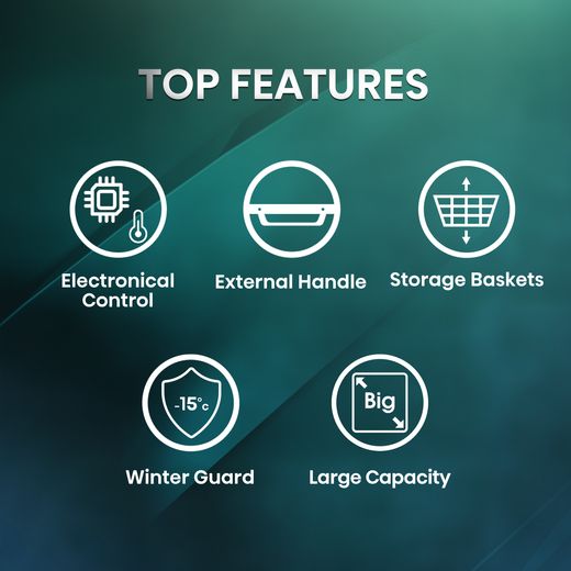 Hisense Chest Freezer - White - Annotation - Top features shot