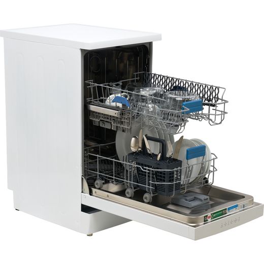 Beko Slimline Dishwasher - White - Door open racks out