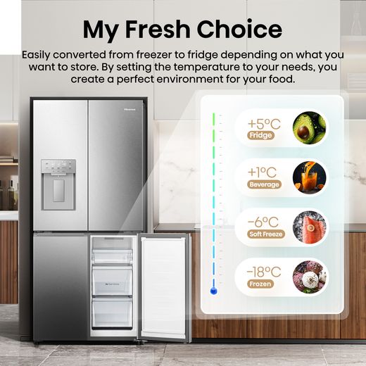 Hisense PureFlat American Fridge Freezer - Stainless Steel - Annotation - My fresh choice