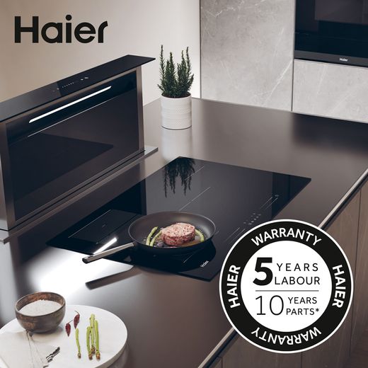 Haier Series 6 HAIH8IFMCF 83cm Venting Induction Hob - Black - Annotation - 5 year warranty shot