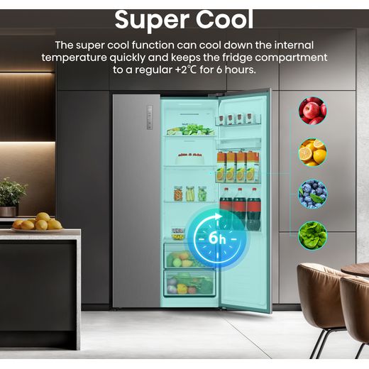 Hisense PureFlat American American Fridge Freezer - Silver - Annotation - Super cool