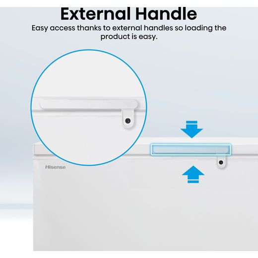 Hisense Chest Freezer - White - Annotation - External handle shot