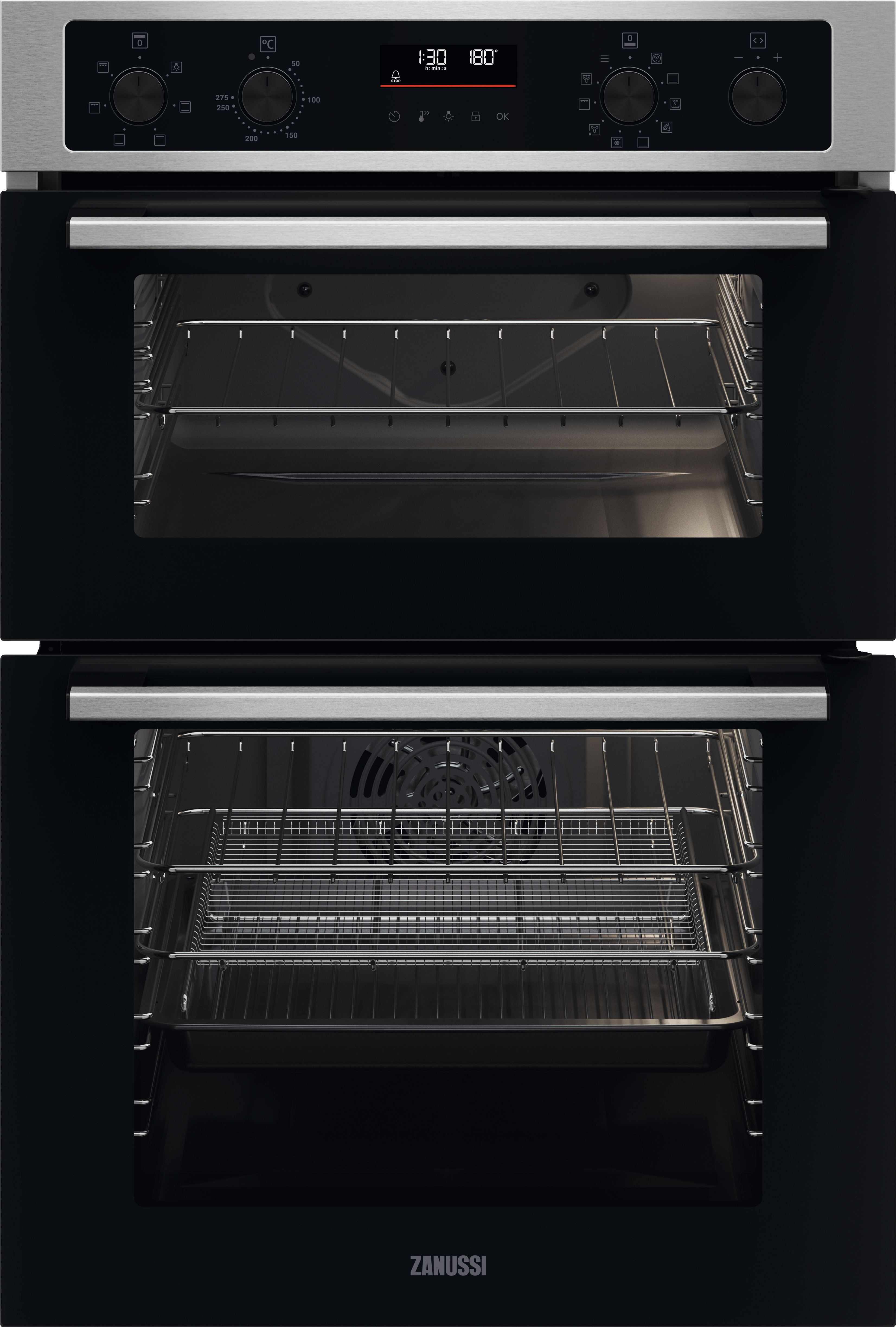 Zanussi Series 40 AirFry ZKCNA7XN Built In Electric Double Oven - Black / Stainless Steel - A Rated, Black