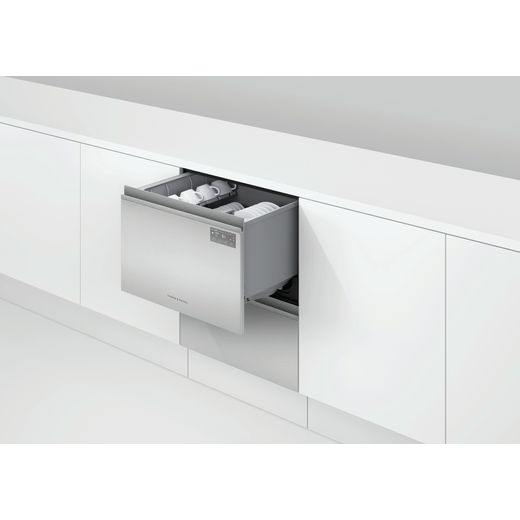 Dishwasher DishDrawer™ Double, 12 Place Settings, Stainless Steel, Recessed handle, External Control / Display, WiFi, compatible with SmartHQ App - Dishwasher with door open shot