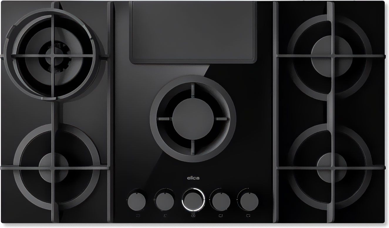 Elica - Gas Venting Hob - 88cm - Black - Built-in