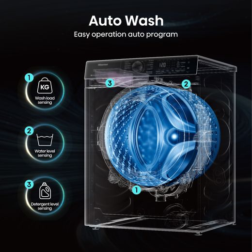 Hisense 1Q Series WF1Q1041BW 10kg Washing Machine with 1400 rpm - White - Annotation - Auto wash 