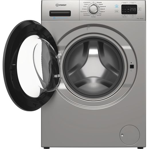 Indesit Push&Go IP 1046S PUSH&GO UK 10kg Washing Machine with 1400 rpm - Silver - Door open