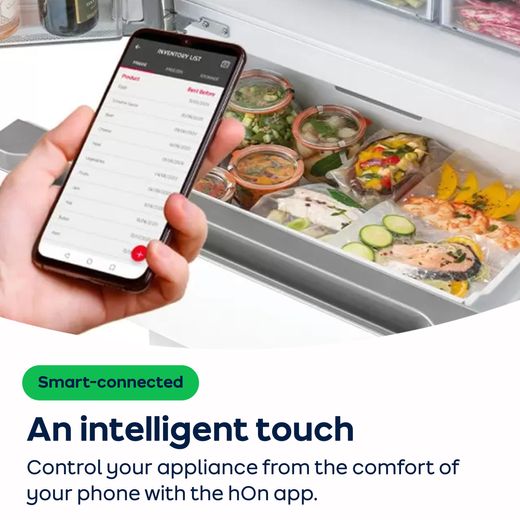 Hoover H-FRIDGE 300 HOBBMT18EK 177cm High 70/30 Integrated No Frost Fridge Freezer with Sliding Door Fixing Kit - White - AO Annotation - hOn-app