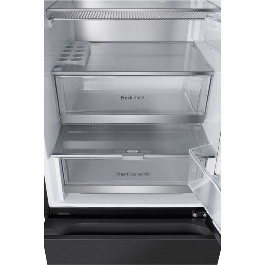 LG InstaView™ ThinQ™ 60/40 Total No Frost Fridge Freezer - Black Steel - Front inside shot