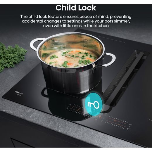 Hisense Hi6 HEH8432BSCWF Venting Induction Hob - Black - Annotation - Child lock shot