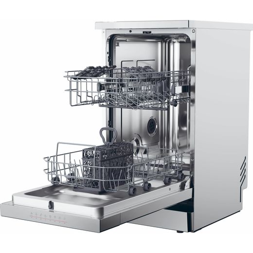 Hoover Slimline Dishwasher - Stainless Steel  - Left perspective with door open shot