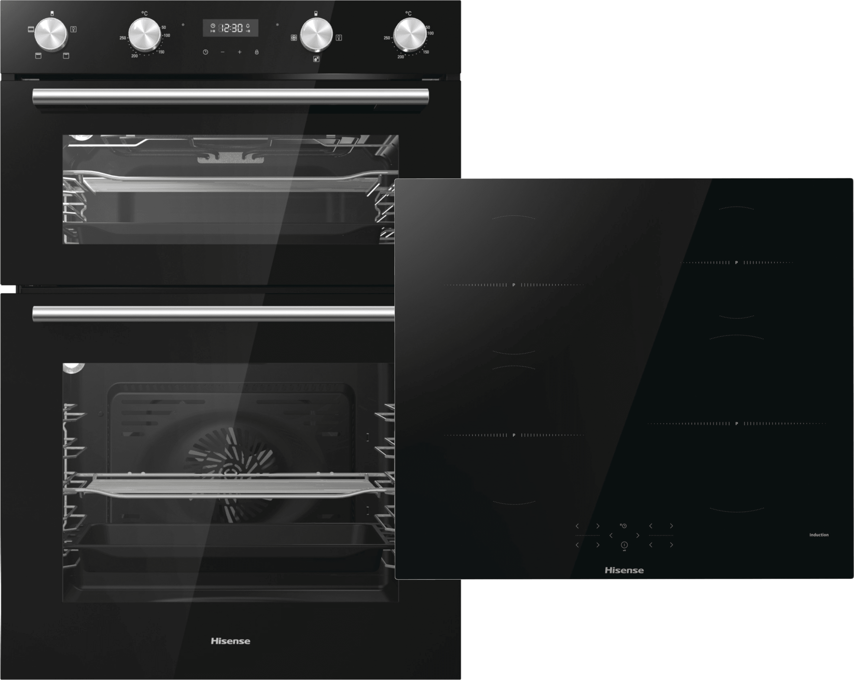 Hisense BI6095HIGUK Built In Electric Double Oven and Induction Hob Pack - Black - A/A Rated, Black