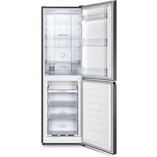 Hisense RB327N4ABD 182cm High No Frost Fridge Freezer - Black / Stainless Steel - Front with door open shot