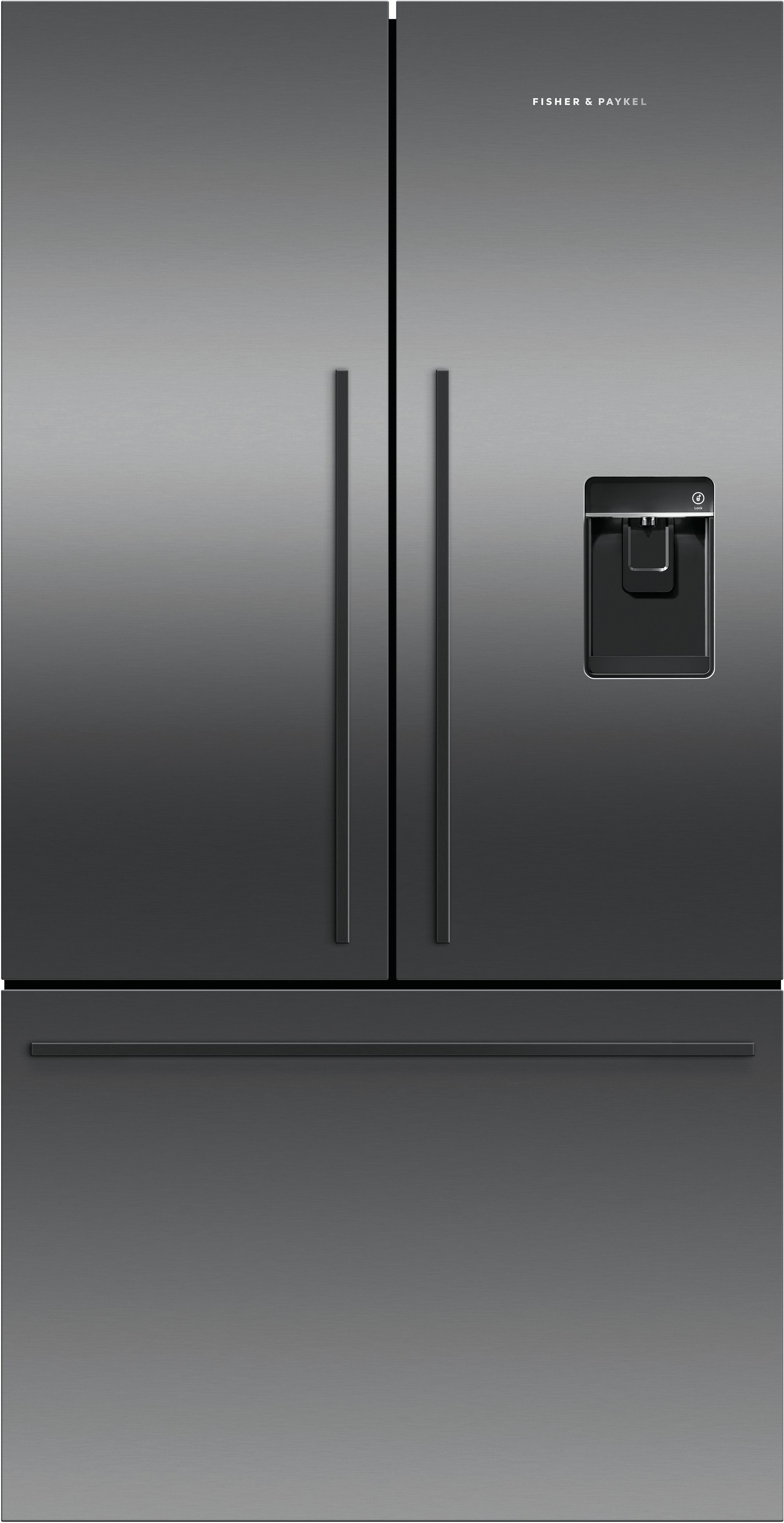 Fisher & Paykel Series 7 Contemporary RF540ADUB7 Wifi Connected Plumbed Frost Free American Fridge Freezer - Black Steel - E Rated, Black