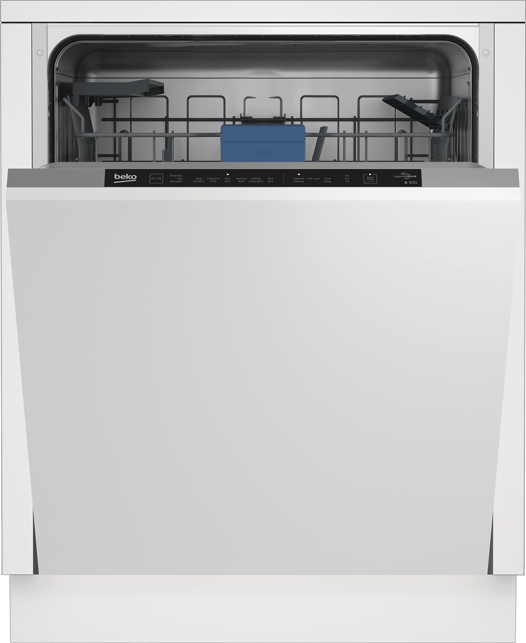 Image of Beko HygieneShield™ BDIN16440 Integrated Full Size Dishwasher - Black Control Panel - C Rated, Black