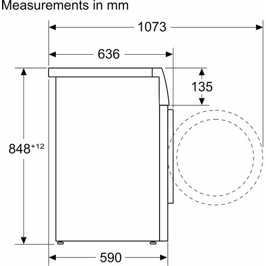 Bosch Series 6 WGG244ZCGB 9kg Washing Machine with 1351 rpm - Graphite - Annotation - Dimensions shot