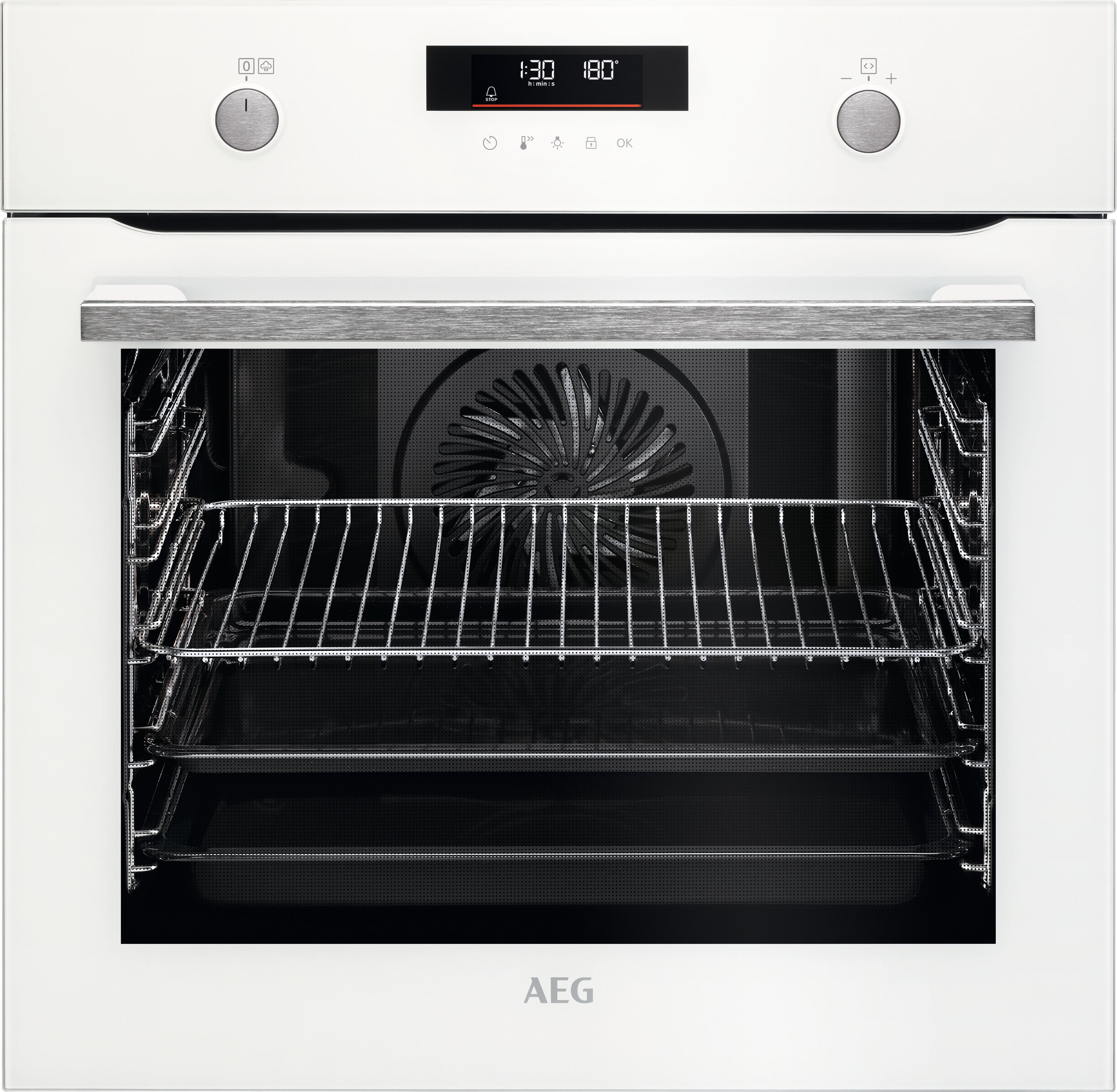 AEG Steambake BPS555060W Built In Electric Single Oven with Pyrolytic Cleaning - White - A+ Rated, White