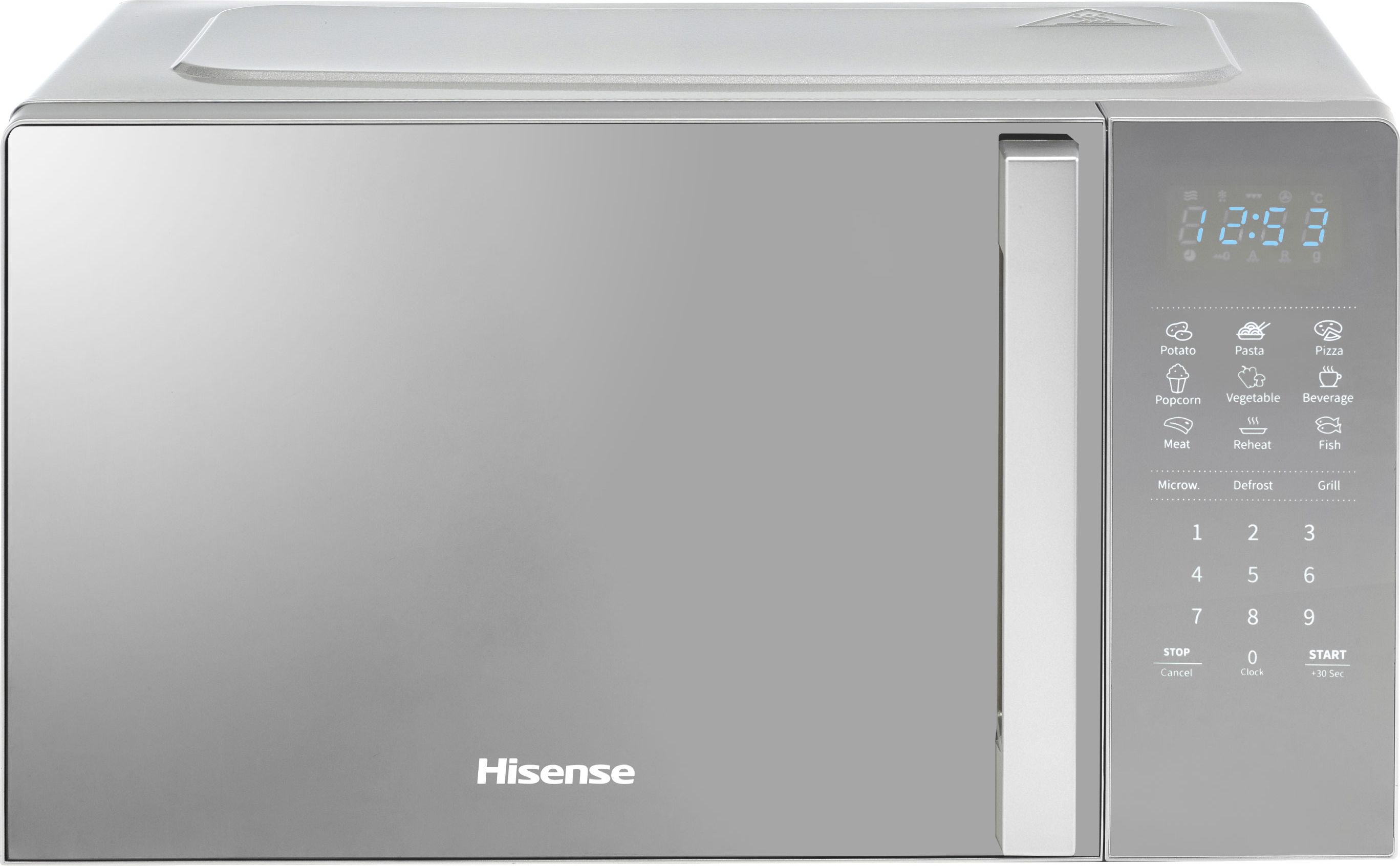 Hisense H20MOMSS4HGUK 26cm High, Freestanding Small Combination Microwave Oven - Mirror Silver, Silver