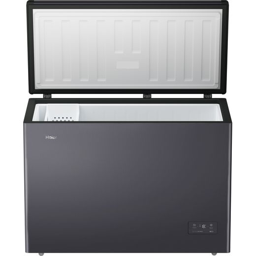 Haier Chest Freezer - Dark Inox - Front with lid open shot