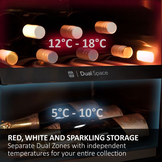Haier Wine Cooler - Black - Annotation - dual zones shot