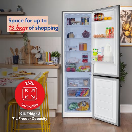 Russell Hobbs RH180FF552E1SS 180cm 70/30 Fridge Freezer - Stainless Steel - Annotation - 13bags shot