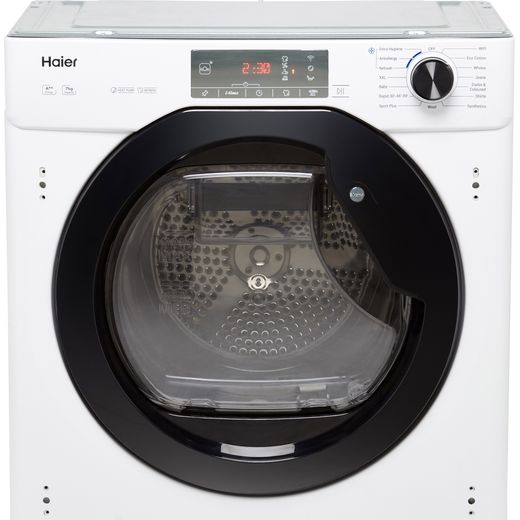 Haier Series 4 HDBIH7A2TBEX Integrated 7Kg Heat Pump Tumble Dryer - White - Control panel shot