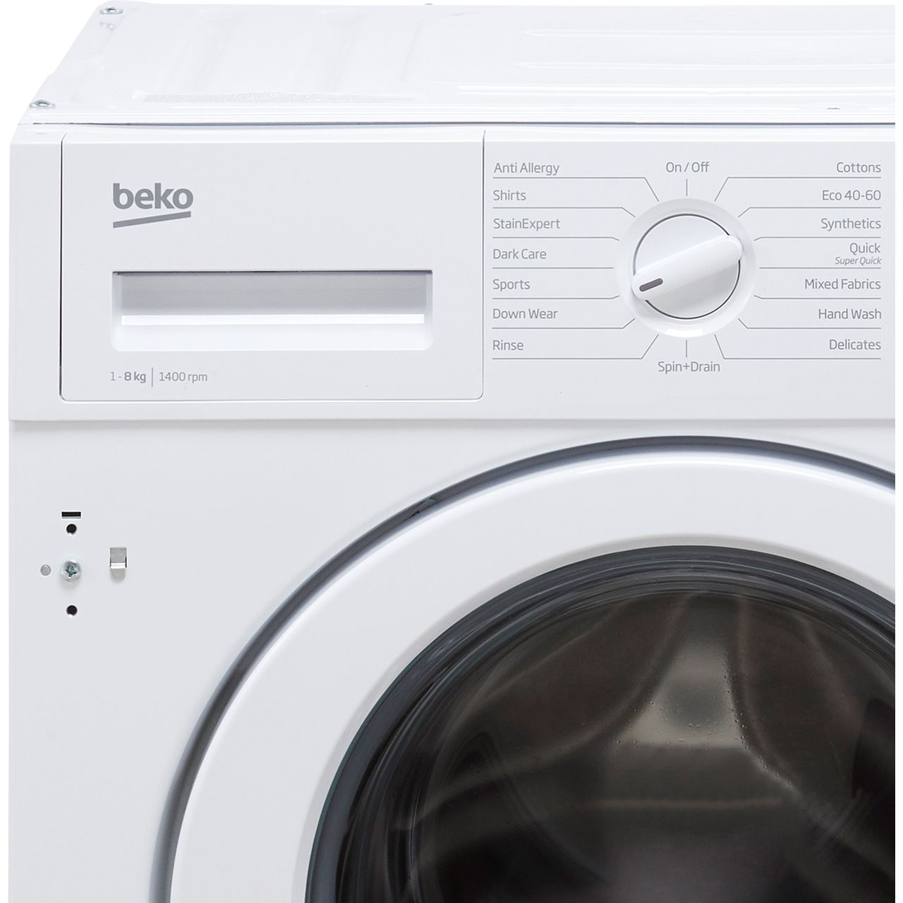 beko wtik84111f integrated washing machine 8kg load 1400rpm spin white