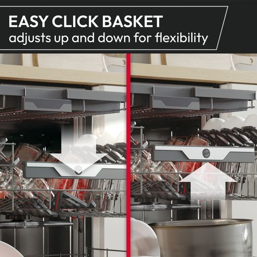 Hoover H-DISH 700 Standard Dishwasher - Stainless Steel - Annotation - Easy click basket shot