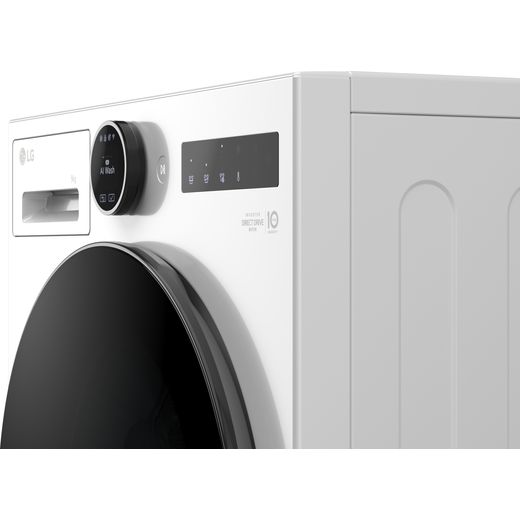 LG VX70 Series AI Direct Drive™ F4X7009TWB 9kg Washing Machine with 1400 rpm - White - Left close up perpsective shot