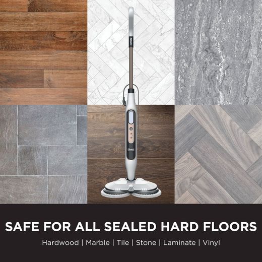 Shark S8201UK Steam Mop with up to 11.5 Minutes Run Time - White / Cloudy Blue - Annotation - Safe for all sealed hard floors