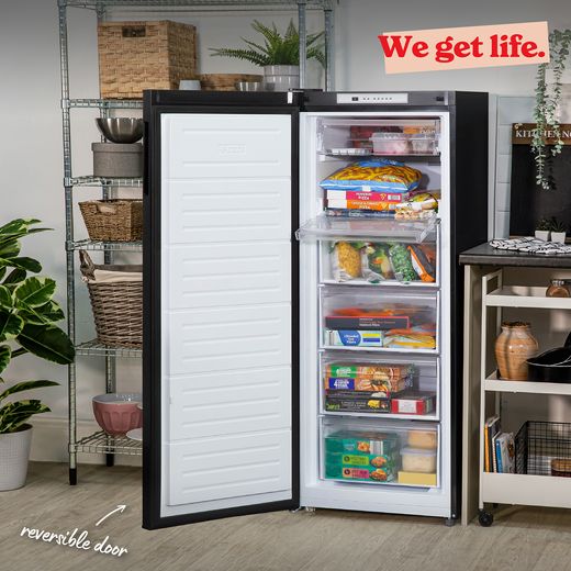Russell Hobbs Small Frost Free Fridge Freezer - Black - Annotation - Reversible door