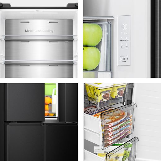 Hisense PureFlat American Fridge Freezer - Black Stainless Steel  - Close up inside shot